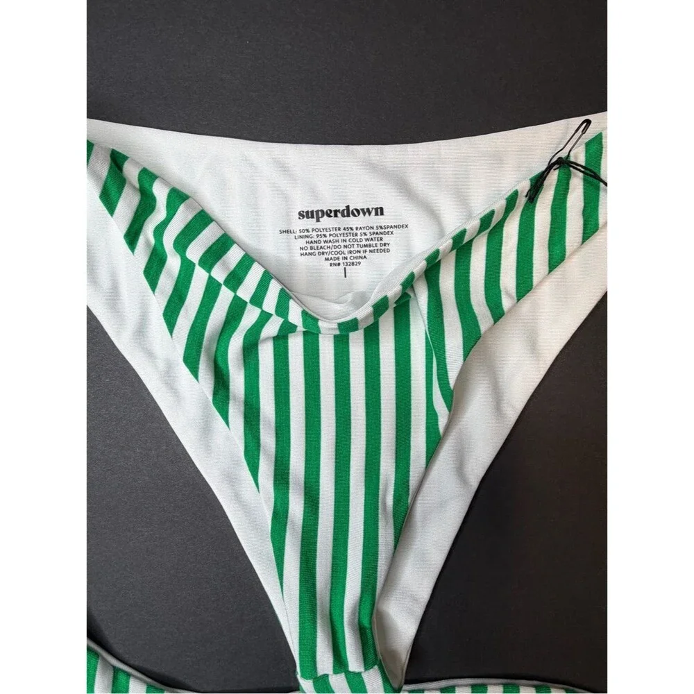 Superdown Green White Stripe Bikini Set NWT Revolve Y2K Beach Vacation Large